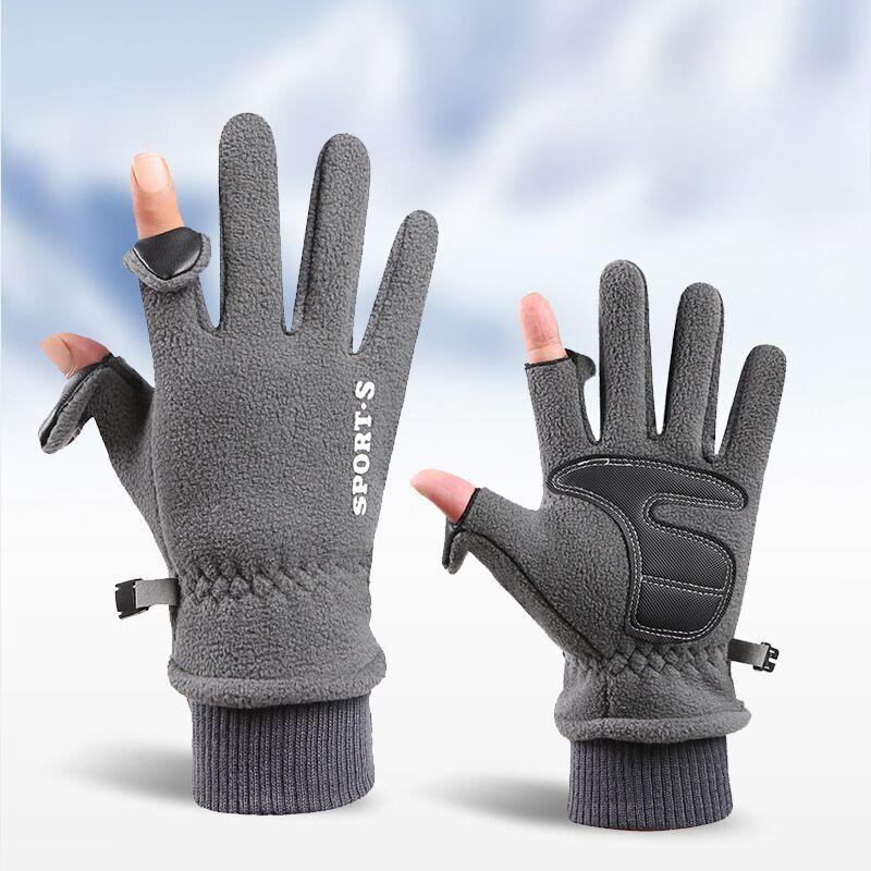 Autumn Winter Fleece Lined Thermal Gloves Men Polar Fleece Waterproof Ski Riding Outdoor Sports Motorcycle Warm Gloves