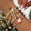 Ingemark 4Pcs/Set Cute Santa Claus Elk Snowman Christmas Tree Pendant Bracelet Women Adjustable Rope Chain Acrylic Bracelet