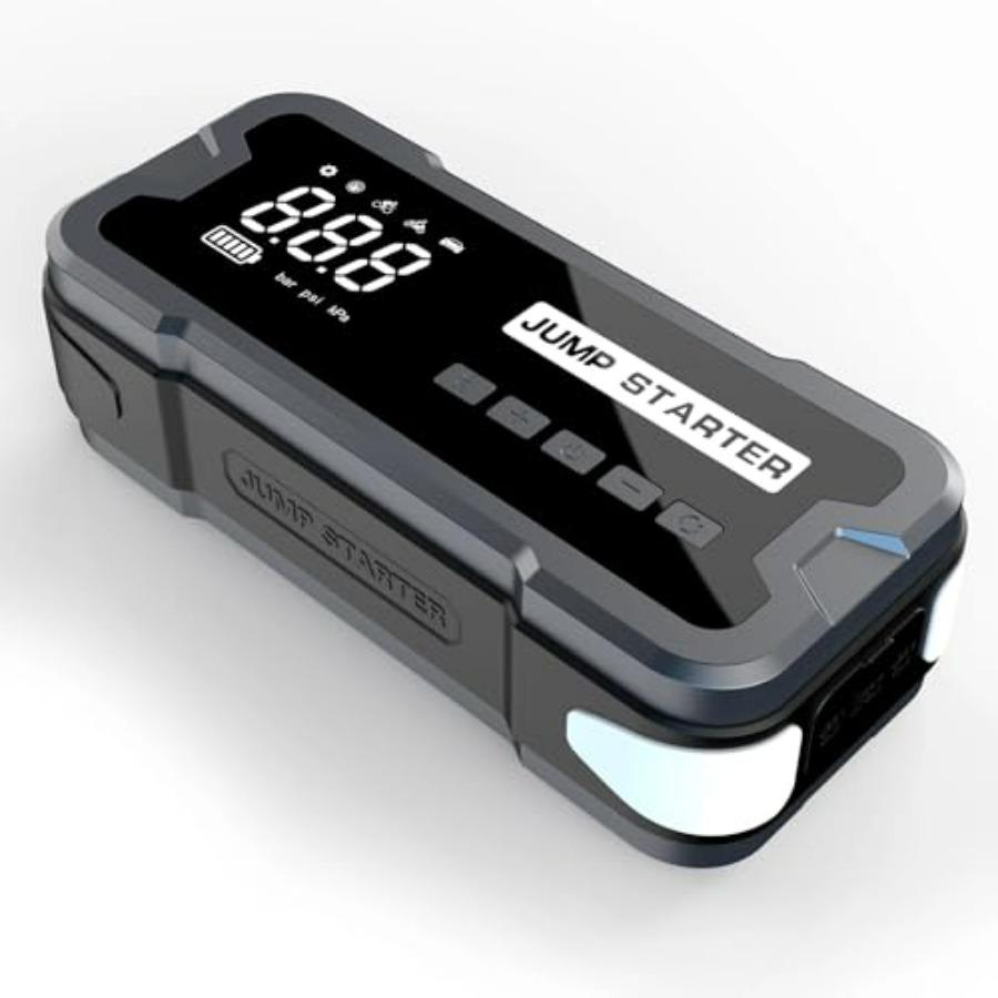 Portable Car Jump Starter 4000A Peak 24000mAh with 150PSI Air Compressor for 12V Gas/Diesel Cars Type-C LCD Display LED Light B