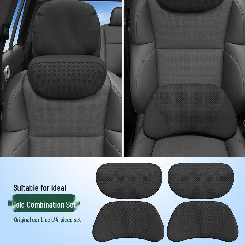 Ideal MEGA Headrest Neck & Lumbar Support Cushion – Suede Pillow for Car Interiors