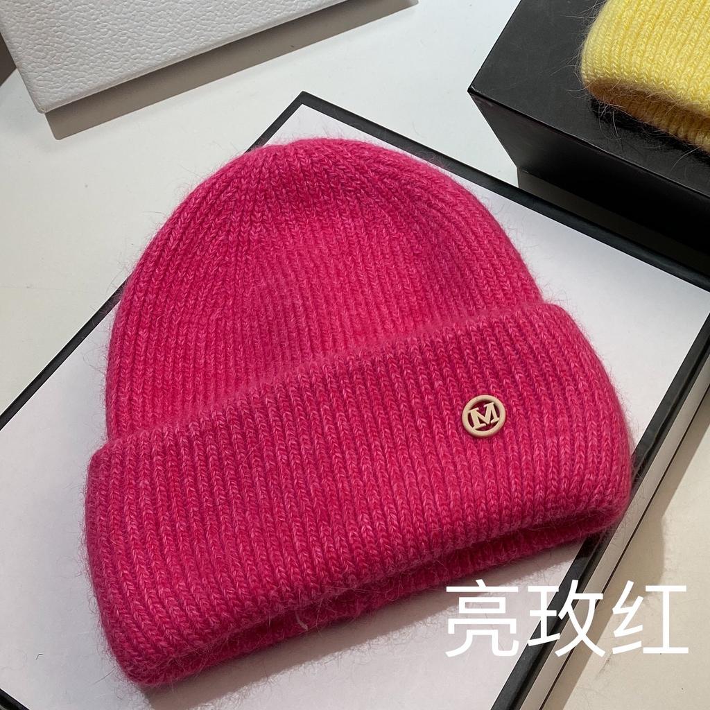 Autumn and winter new rabbit fur knitted hat fashionable soft waxy warm ear protection wool hat ins pullover hat