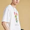 Lining Round Neck Sports Cartoon T-Shirt Unisex Tops Milk-White AHSQ557-1