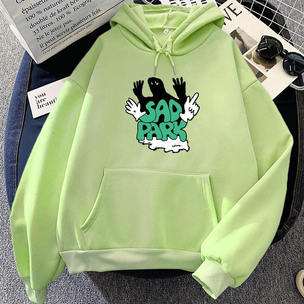 Women Clothes Band Sad Park Graphic Hoodies Casual Long Sleeve Harajuku Fashion Sweatshirts Moletom Winter Warm Hooded Pullovers
