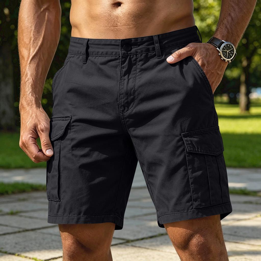 Men’s Loose Fit Cargo Shorts with Multiple Pockets Summer Knee Length Casual Utility Shorts for Outdoor Activities