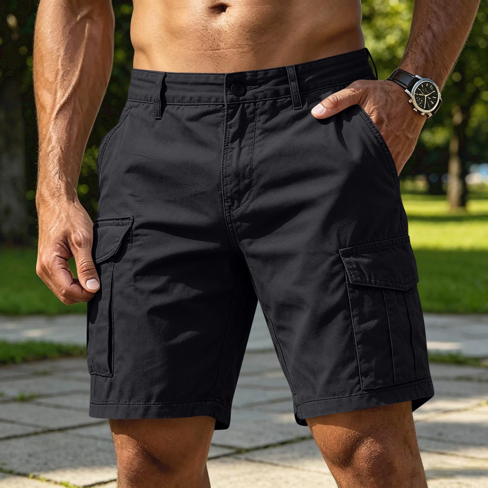 BILIBILIGAME Heren Cargo Shorts Wijde Pasvorm Meerdere Zakken Zomer Werkshorts Casual Vijf Zakken Utility Lichte Shorts voor Buitenactiviteiten XL