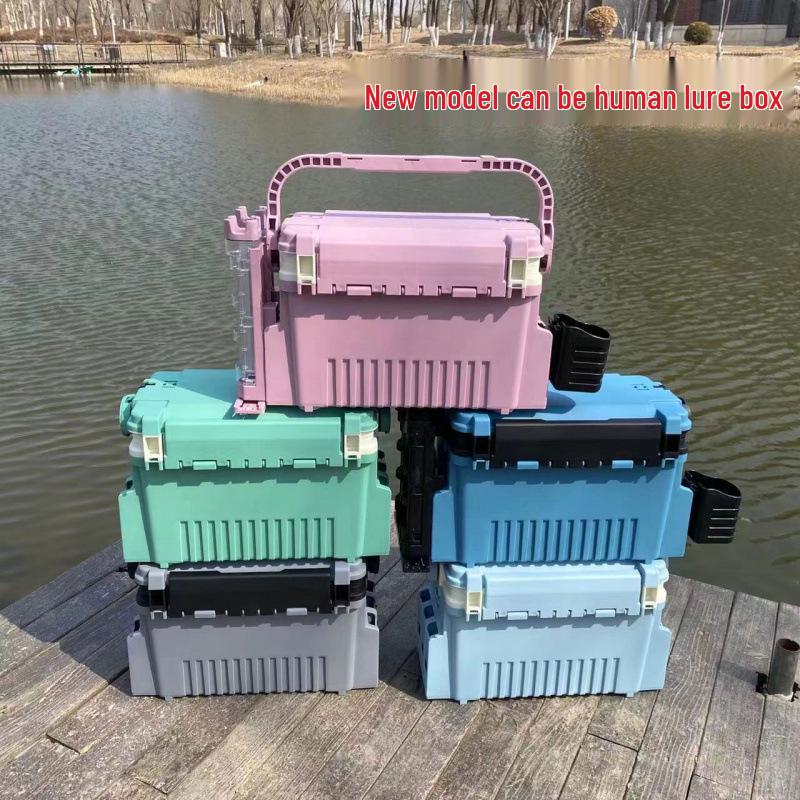 Multifunctional Fishing Tackle Box with Rod Holder - Large Capacity for Outdoor Use