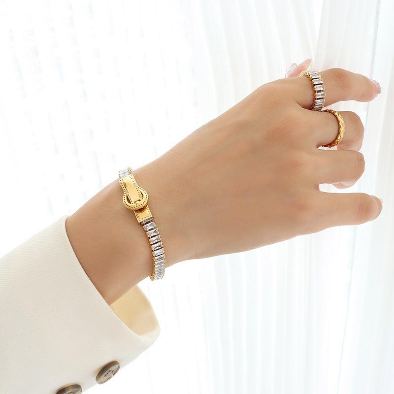 Light Luxury Seven-Color Zircon Gold-Plated Magnetic Bracelet with Titanium Steel Double-Sided Closure