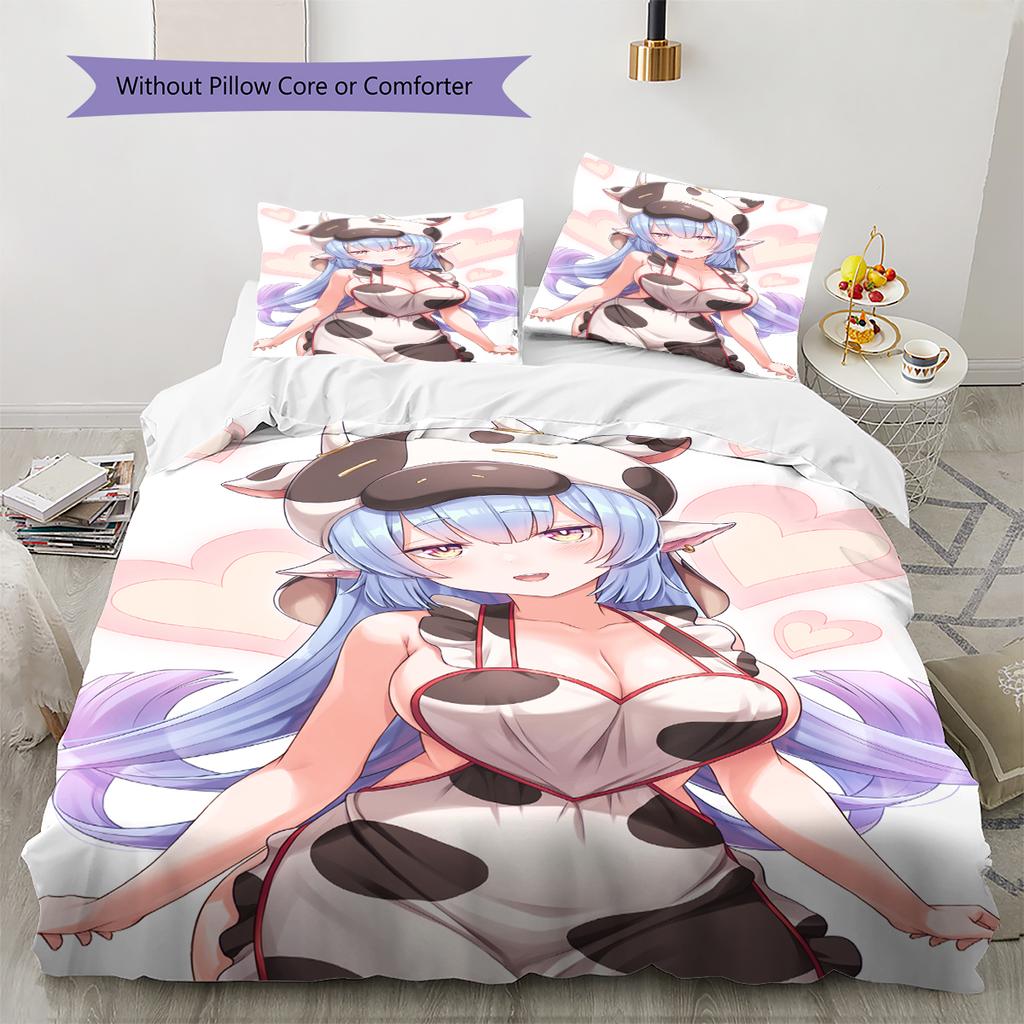 Anime-Muster Bettwäsche Steppbettdecke Set Bettbezug Kissenbezug Heimdekoration Geburtstagsgeschenk (1 Bettbezug + 2 Kissenbezüge, ohne Füllung)