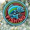 Vintage Style Neon Fishing Sign Iron Metal Wall Art for Home Bar Decor