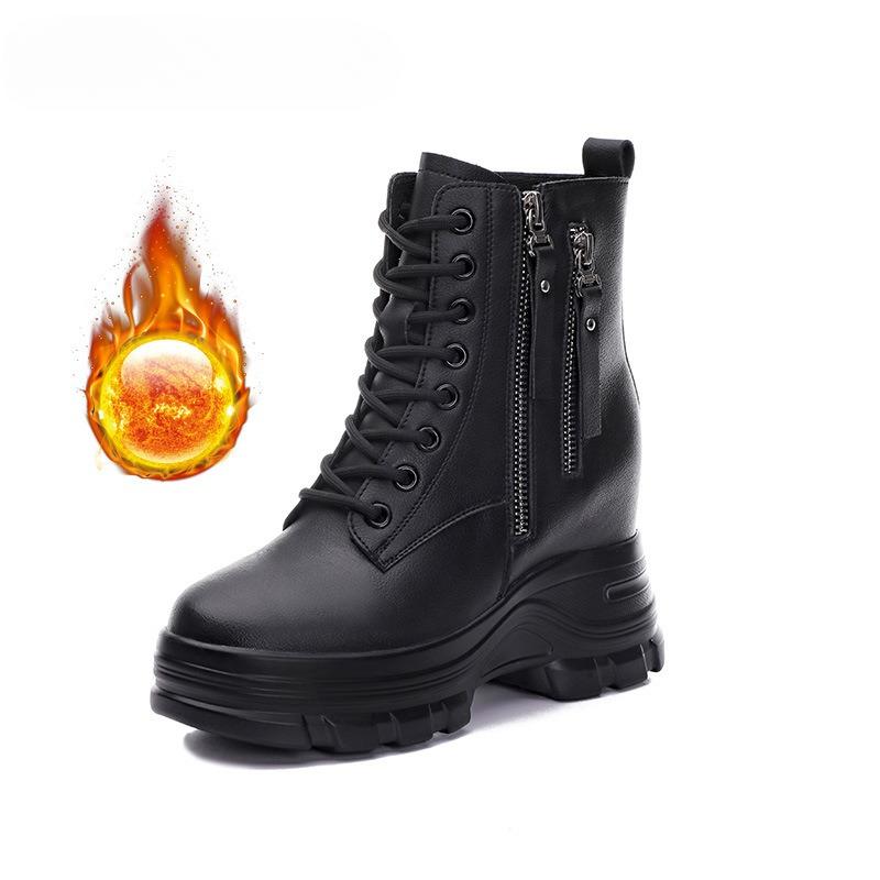 Women's Boots Increase The Inner Height of Autumn and Winter Plus Velvet Short Boots