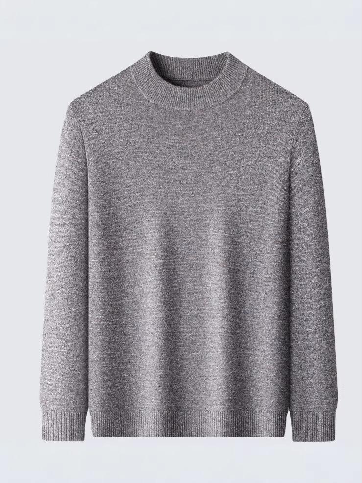 Herren Kaschmir Pullover mit halbem Reißverschluss, dicke Wolle, Langarm, Winter Baselayer