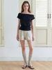 ETMON Off Shirring T-Shirt, Black