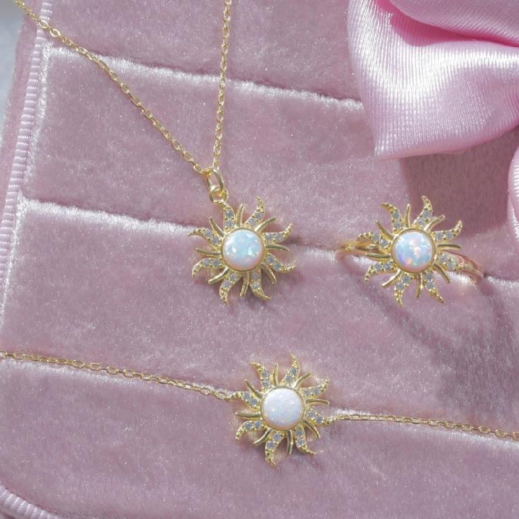 Chic Geometric Necklace/Rings/Bracelet Jewery Set Delicate Accessory for Women