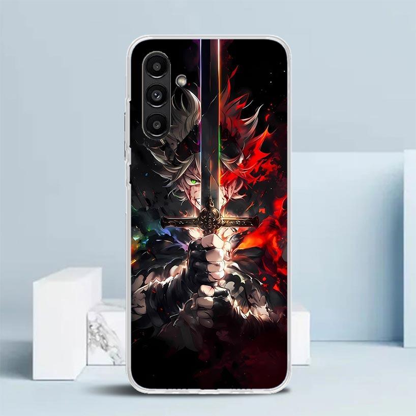 Black C-Clovers Anime Phone Case For Samsung Galaxy A17 A37 A57 A16 A15 A14 A13 A56 A55 A54 A53 A36 A35 A34 A33 A26 A25 A24 A23
