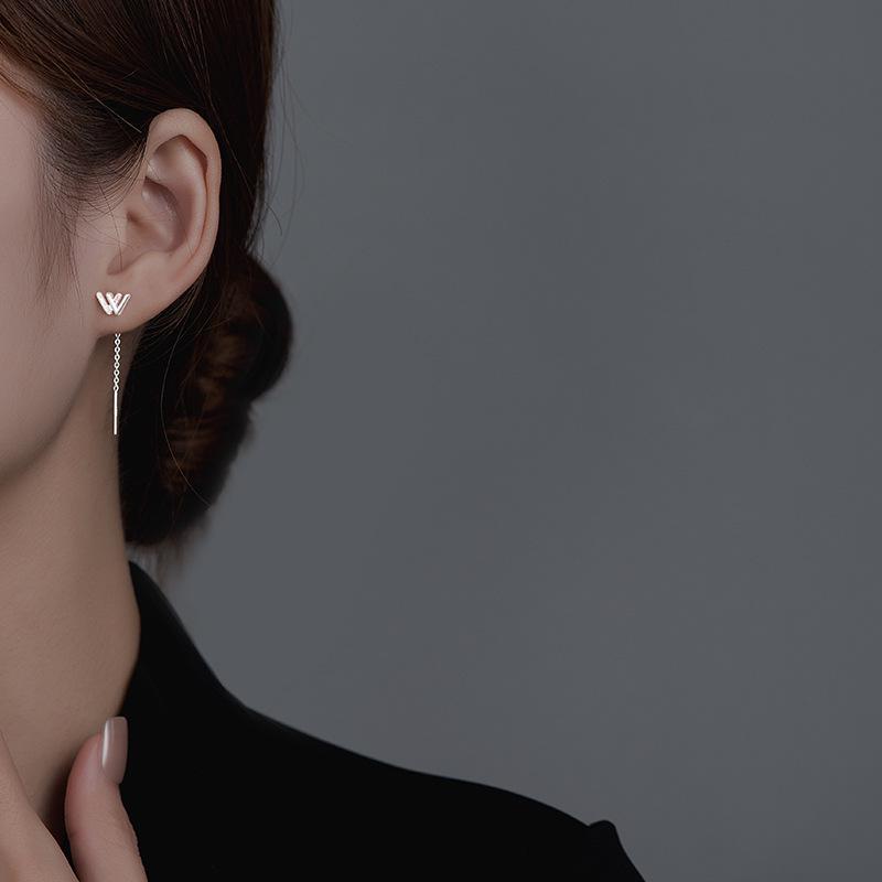 Boucles d'oreilles Banyan Tree Argent S925 'W' pour femmes - Design de niche élégant Tendance 2022