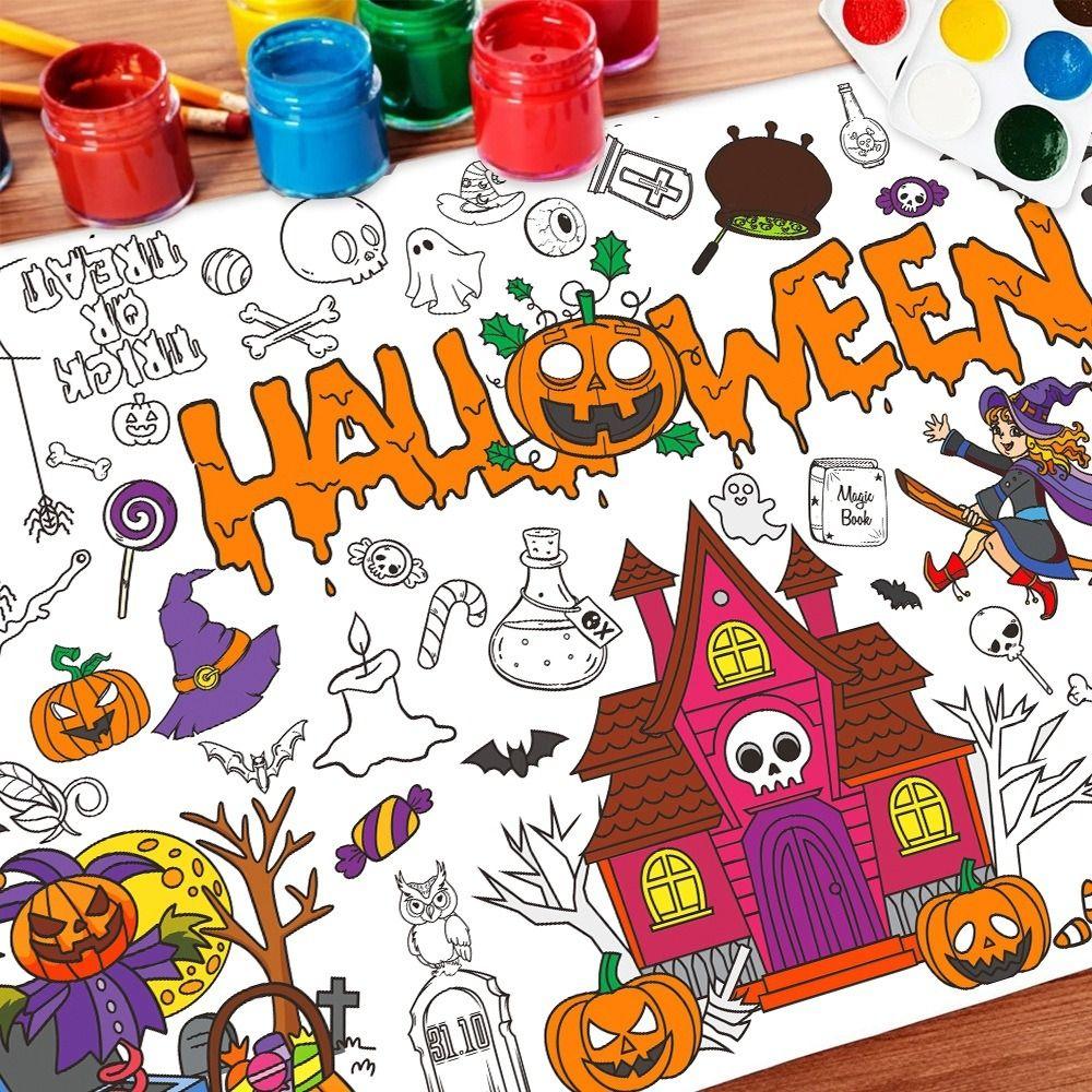 Creative Halloween Graffiti Tablecloth Handmade Large Coloring Posters Classroom Activities