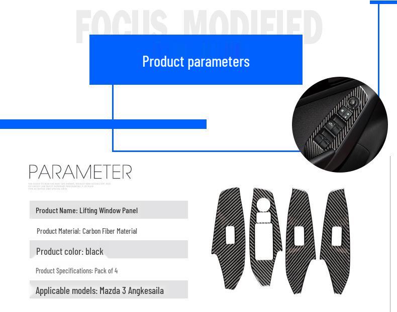 Mazda 3 Axela Carbon Fiber Window Switch Panel Trim