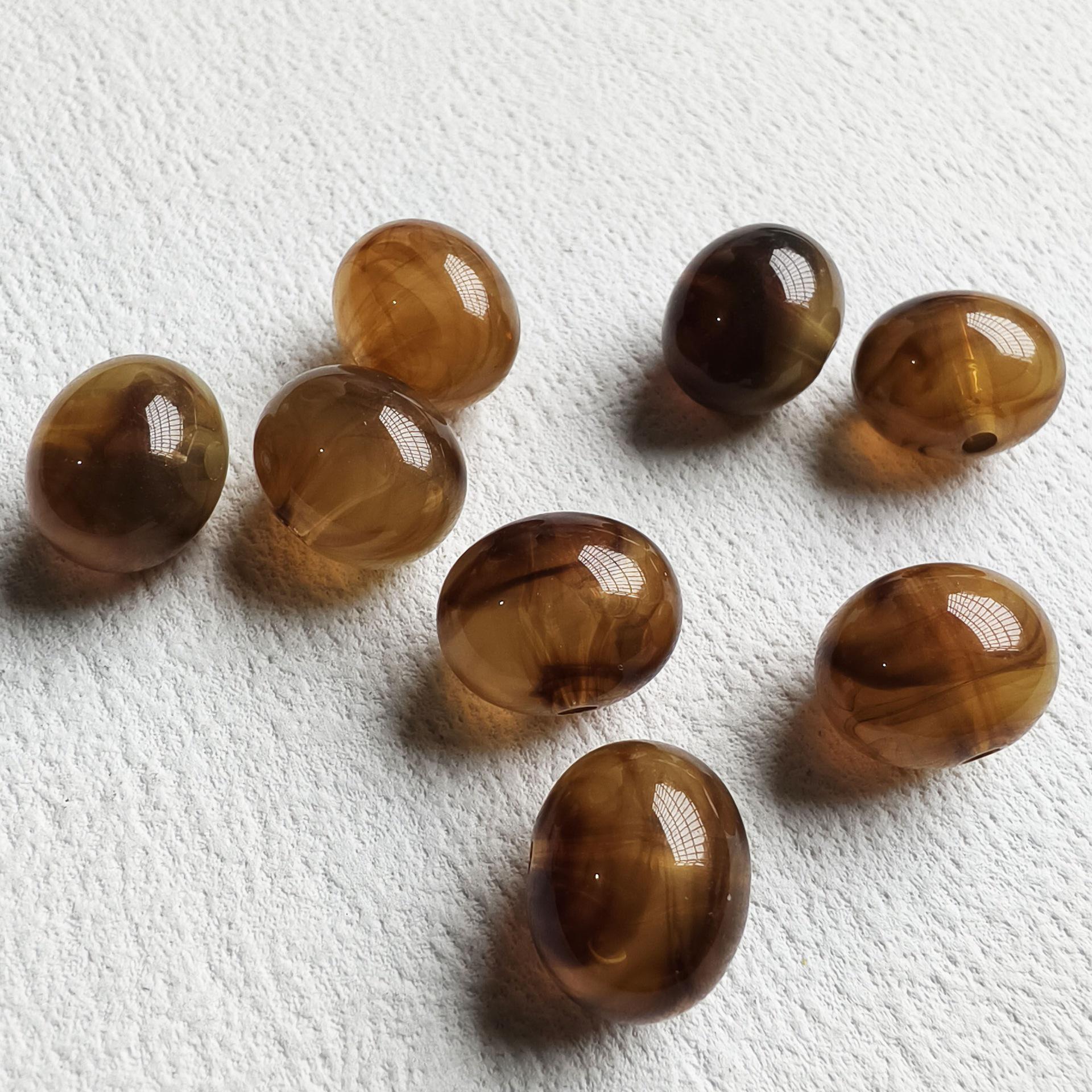 Овальные акриловые бусины - Полупрозрачные светло-кофейные для изготовления бижутерии своими руками