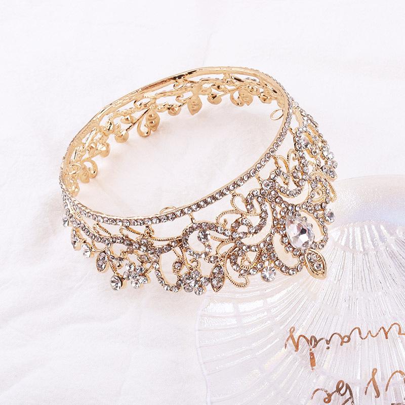 Ladies' Fashion, Full Diamond Round Large Crown, Girls' Party Gifts, Brides' Wedding Headbands, Hair Accessories, and Crowns