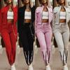 Long Sleeve Top and Pants Set Fashion Long Sleeves Tops + Drawstring Pants Casual Suit