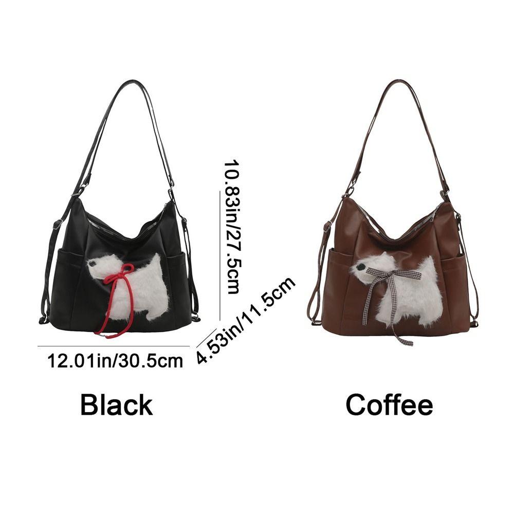 Plush Puppy Women Tote Bag Solid Color Underarm Pouch Cute Casual Backpack Travel