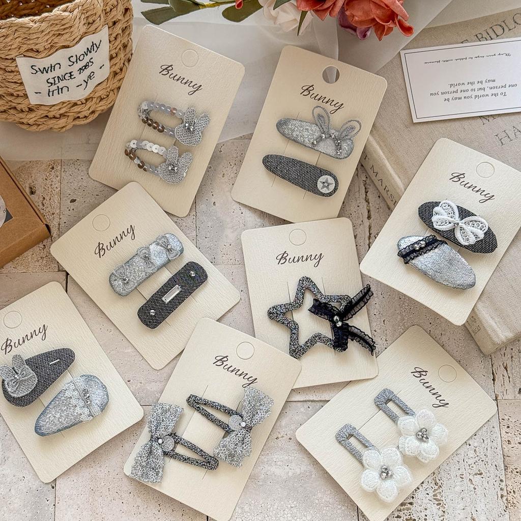 Hand-made Sweet and Cool Black and Silver Children's Hairpin Temperament High-end Sense of Girl Bangs Hairpin Head Accessories Hair Accessories