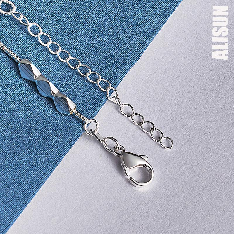 925 Sterling Silver Three Diamond Bead Bracelet Box Chain Fashionable Wedding Jewelry