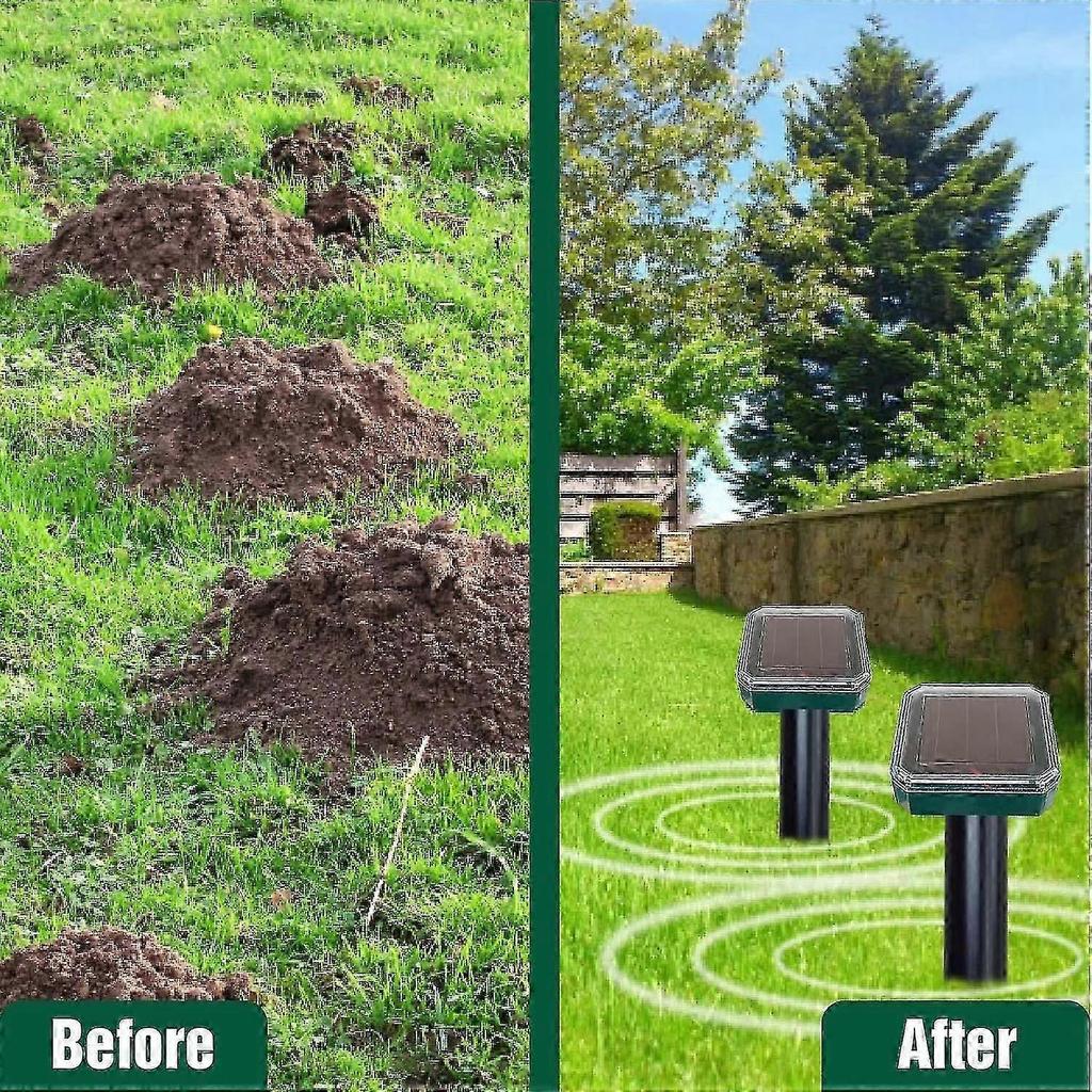 2 Pack Solar Mole Repellent - Snake Repellent - Weatherproof for Mole, Snake, Vole, Gopher and Other Animals
