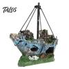 Ornament Acvariu Model Naufragiu Realist, Decor Navă Scufundată din Rășină Solidă cu Orificii Goale, Decor Peisagistic Acvatic Rezervor Pești