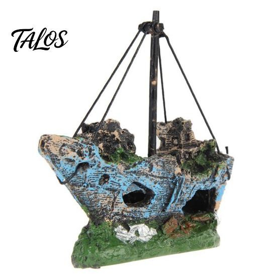 Ornament Acvariu Model Naufragiu Realist, Decor Navă Scufundată din Rășină Solidă cu Orificii Goale, Decor Peisagistic Acvatic Rezervor Pești