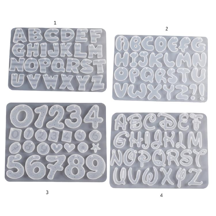 Silicone Keychain Mold with Hole Letter/Numbers Charm Key Pendant Crafting Mould Handmade Jewelry Making Supplies