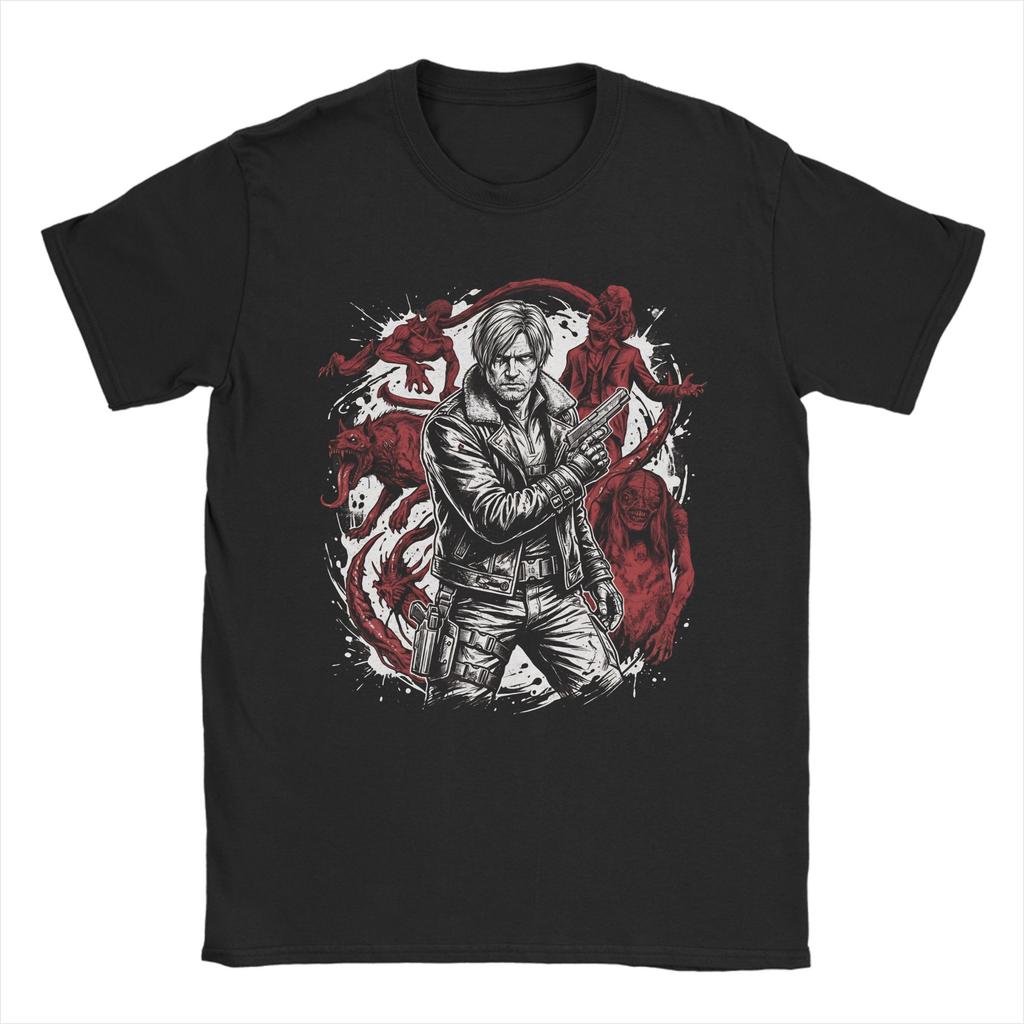 RE9 Leon Kennedy Veteran Hero TShirt Men Novelty Cotton Tees Crew Neck Short Sleeve T Shirts New Arrival Clothes