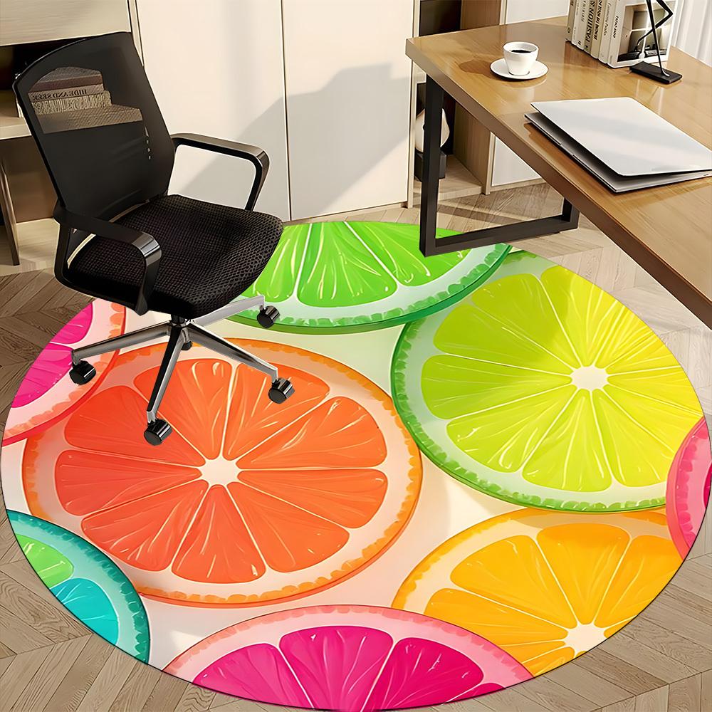 1pc Citrus Slices Office Round Rug, Non-slip, Soft and Durable Office Rug for Interior Decoration, Perfect for Office, Beautiful Decoration Yy26031203