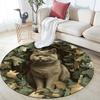 British Shorthair and Plants Pattern Round rug,Carpet Rug for Living Room Bedroom  Playroom ,Non-slip Floor Mat,Holiday Gifts and Birthday Gifts.