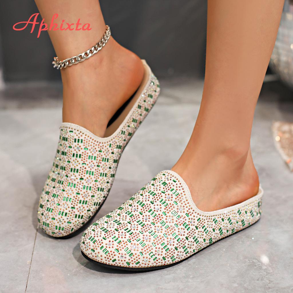Fashion Aphixta Diamond Dec Women's Crystal Slippers Platform Shoes with Thick Heel Summer Slides Bling Casual Size 43 Ladies Shoes