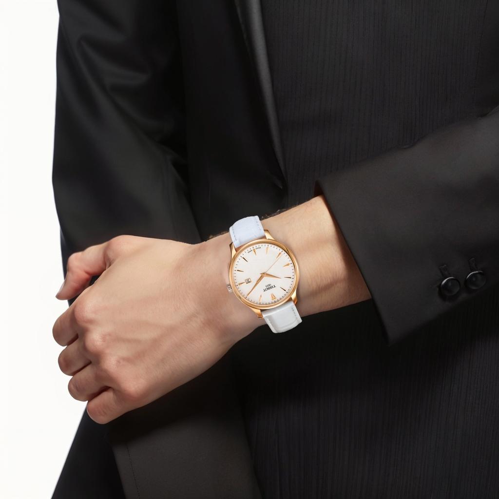 TISSOT Junya Collection Quartz Movement 30m Waterproof Men's Watches Watch 42mm White Dial Stainless Steel Case T063.610.36.116.01
