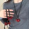 1Pc Ankola Red Bow Necklace Women's Minimalist Sweater Chain Niche Versatile Black Leather Rope Accessories
