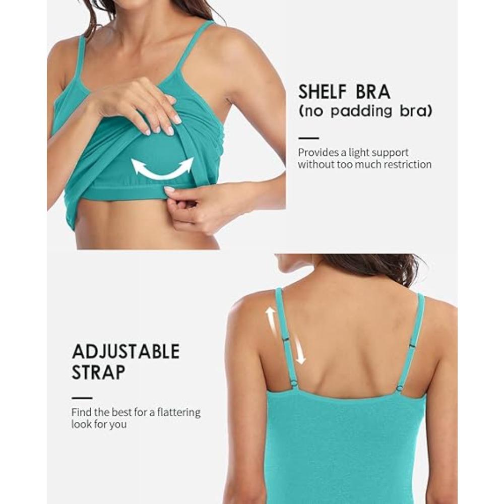 CHARMLEAKS Damen-Unterhemd aus Baumwolle, Damenunterwäsche, Nachtwäsche, Unterwäsche, Hebe-BH, solides Basic-Tanktop, 2er-Pack
