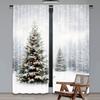 Set Of 2 Modern Christmas Curtain Natural Winter Forest Snowflake Snowfall White Snow Tree Home Party Decoration Simplistic Drapes Made Polyester