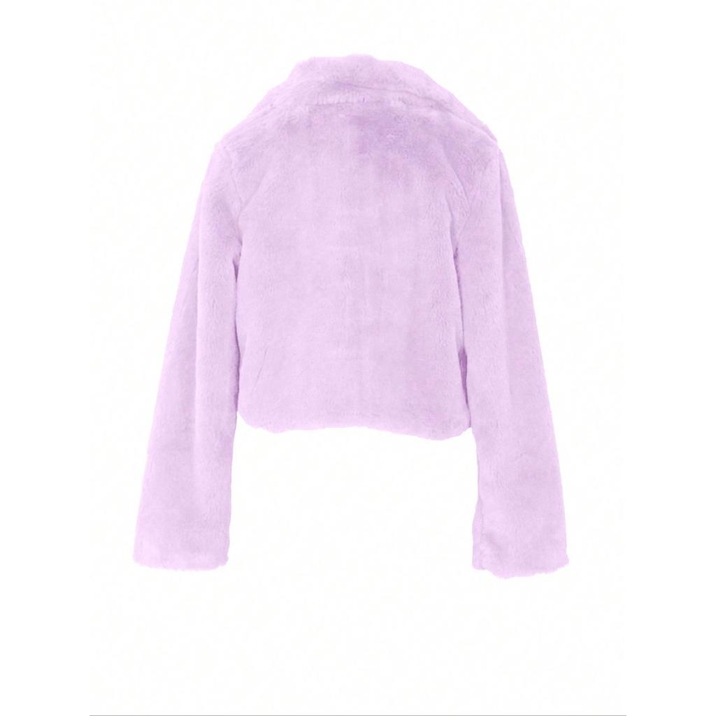 2025 Vegan Fur Cropped Jacket - Plush Faux Shearling Cardigan Coat W/ Oversized Fit, Lounge-to-Street Cocoon Coatigan for Winter