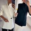 Womens Autumnwinter 2024 Casual Satin Onebutton Blazer European American Style