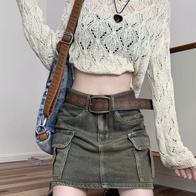 Vintage Western Style Embossed Womens Belt In Ethnic Brown With Free Tool Puncher