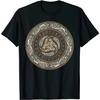 T-shirt Nouveau 100% Coton Manches Courtes Col Rond Triskèle avec Runes de Guerrier Nordique Cornes de guerrier