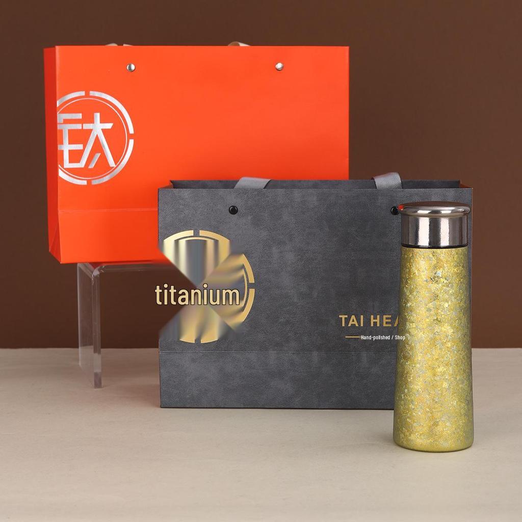 Compact Double-Walled Titanium Tea Infuser Cup with Gift Box - Portable, Thermal Vacuum Insulated for Steeping Tea