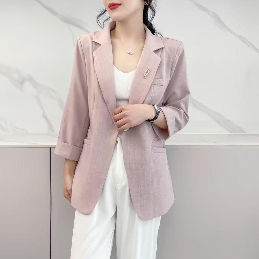 Women's Summer Seven-Sleeve Casual Blazer 2025 - Popular One-Button Jacket