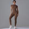 European-American Open-Neck Zipper Jumpsuit: Sexy, Tight-Fitting Short-Sleeve Dance & Yoga Bodysuit for Women