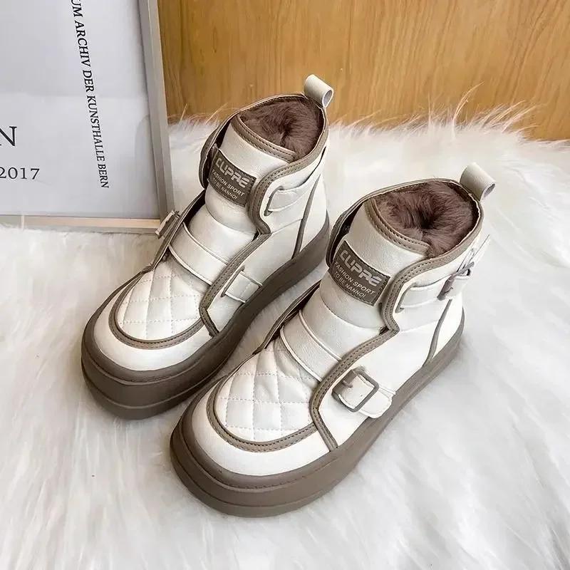 Fashion New In Platform Booties Shoes for Woman Chunky Women's Ankle Snow Boots Demi-season 39 Boot Elegant and Fashion Hot Y2k Lamb Pu