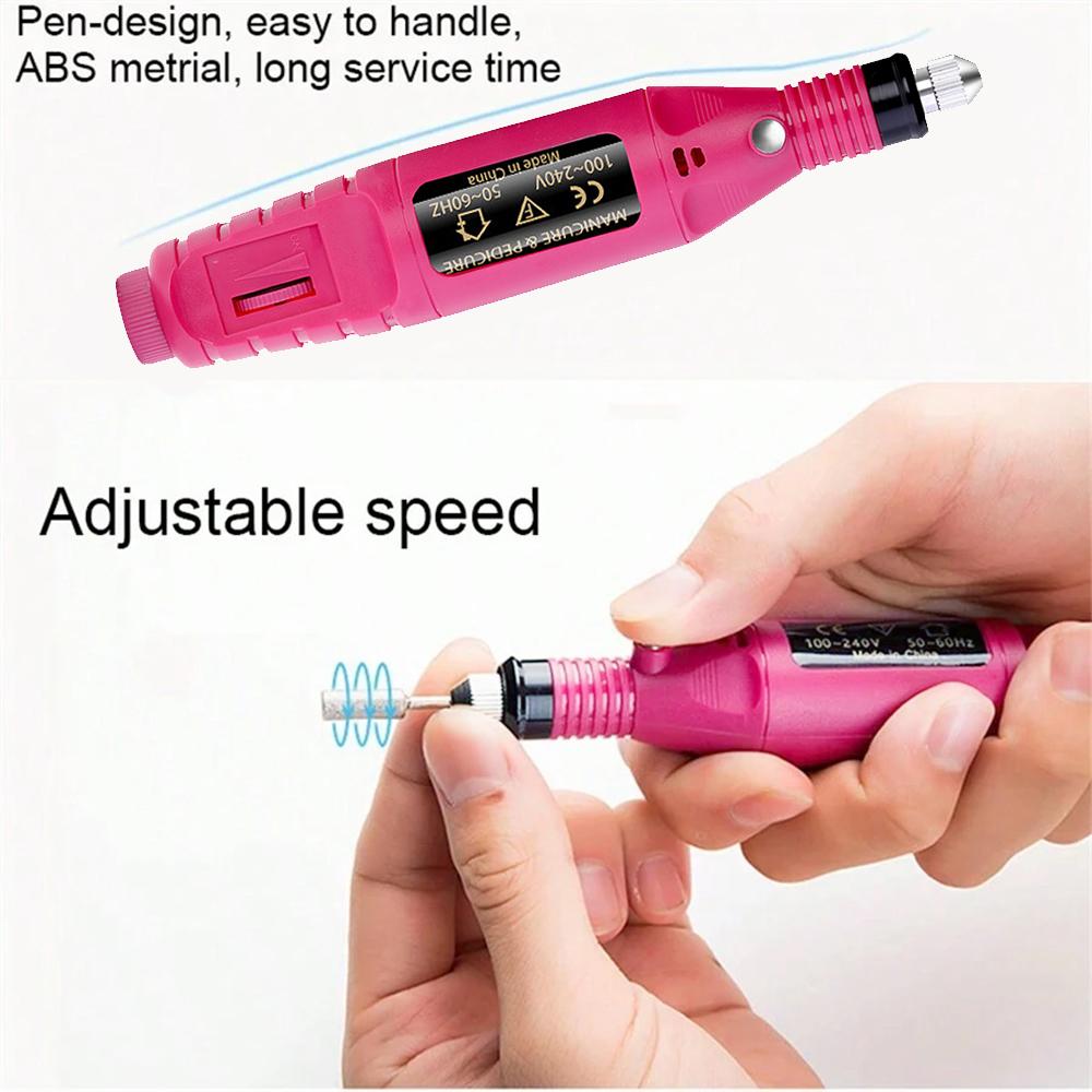 LINMANDA Portable Electric Manicure Art Pen Electric Nail Grinder Nail Efile Nail Drill Pen Manicure Machine Kit Salon Home Use