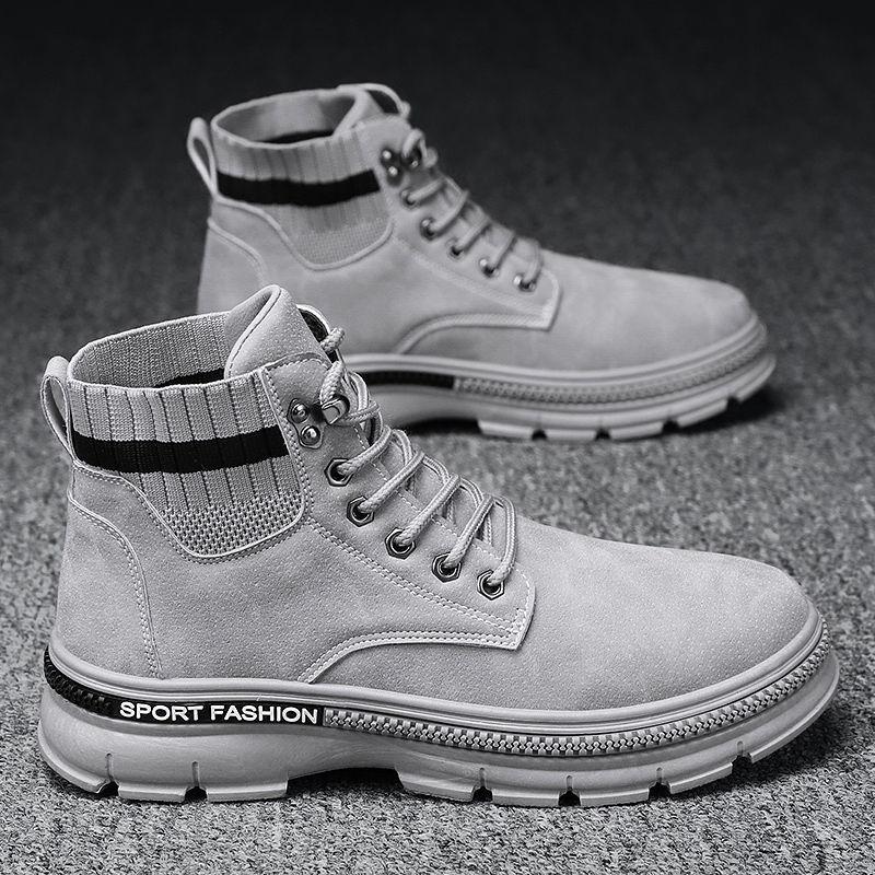 2024 New  Boots Men's High-Top Trendy All-Match Casual Work walking Shoe British Middle Top Boot Trendy Men's Shoess56