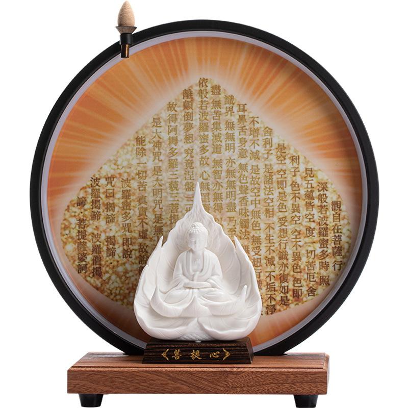 Ceramic ornament "Lotus Heart Guanyin Bodhisattva" Dehua White Porcelain Lin Yixin Buddha Statue Western Three Saints Statue